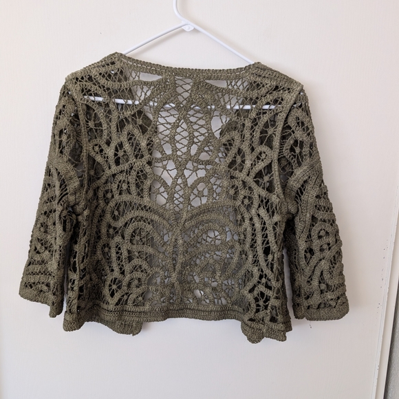 Womens Small Green Crochet Cardigan Cottage Whimsigoth Boho Indie Hippie Fairy - Picture 5 of 5
